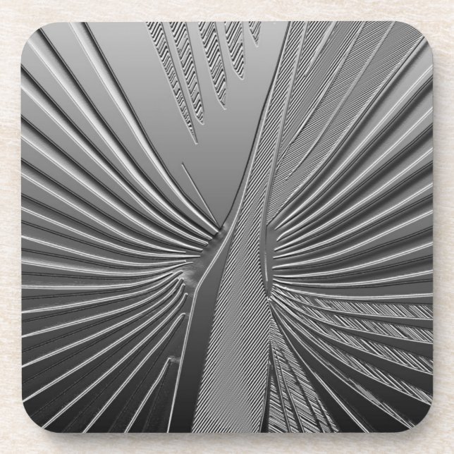 Art Deco chrome palm leaf Coaster (Front)