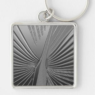 Art Deco chrome palm leaf Key Ring