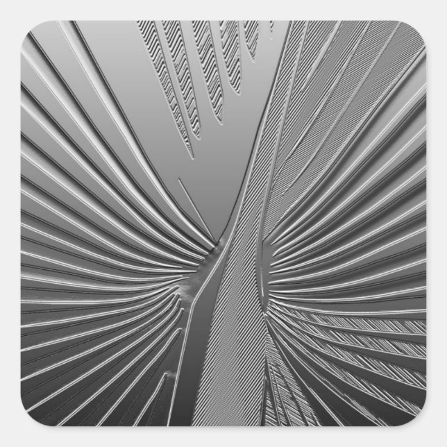 Art Deco chrome palm leaf Square Sticker (Front)