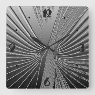 Art Deco chrome palm leaf Square Wall Clock