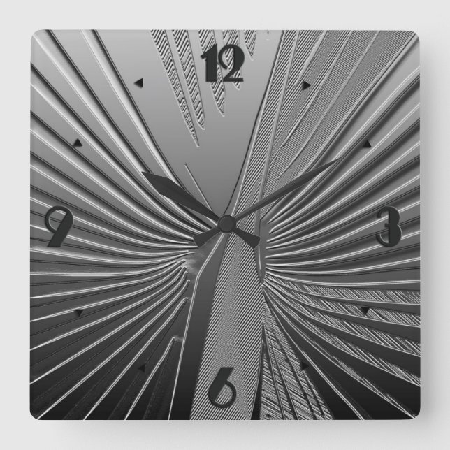 Art Deco chrome palm leaf Square Wall Clock (Front)