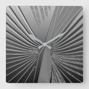 Art Deco chrome palm leaf Square Wall Clock
