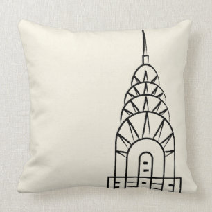 Art Deco Chrysler Building Throw Pillow in Black