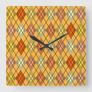 Art Deco Citrus Argyle Square Wall Clock