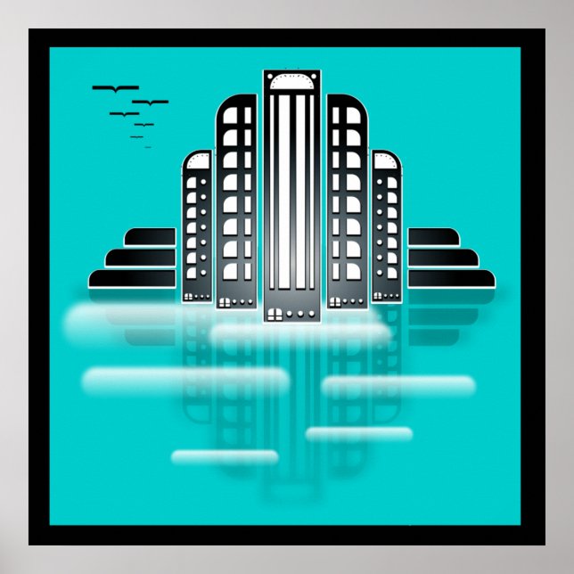 art deco cityscape poster (Front)