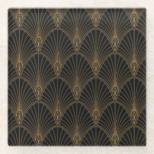 Art deco: classic geometric pattern. glass coaster