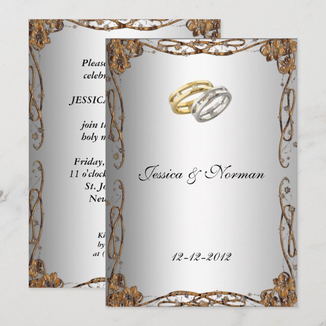 Art Deco Classic Wedding Invitation (Front/Back)