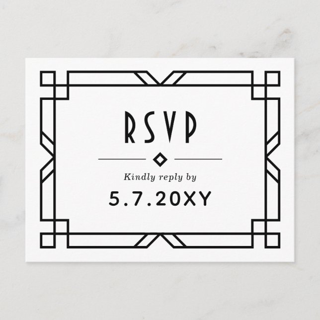Art Deco Classy RSVP Custom Meals Wedding Postcard (Front)