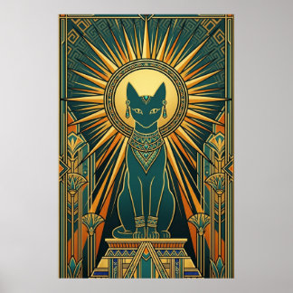 Art Deco Climbing Black Cat Wall Art