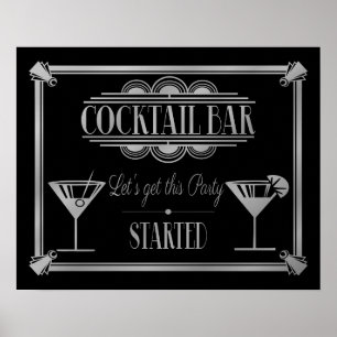 ART Deco Cocktail bar sign 1920's Gatsby Party