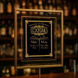 ART Deco Cocktail bar sign 1920's Gatsby Party