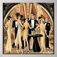 Art Deco Cocktail Party at Nightclub Postcard