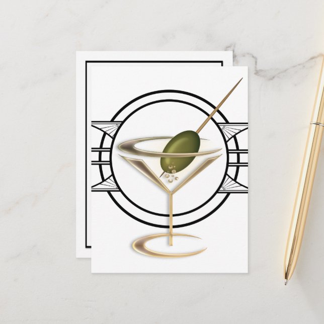 Art Deco Cocktail Postcard (Front/Back In Situ)