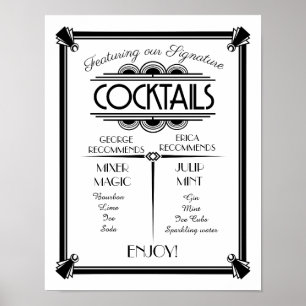Art Deco cocktail sign, signature, bar sign