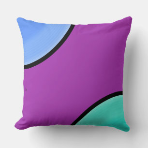 Art Deco Colour Block Violet Blue Seafoam and Blac Cushion