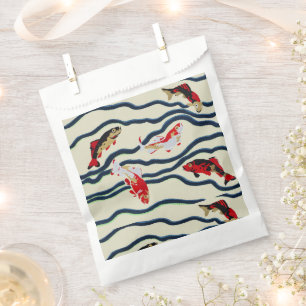 Art Deco Colourful Carp Swimming Navy Decor Favour Bag