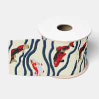Art Deco Colourful Carp Swimming Navy Decor