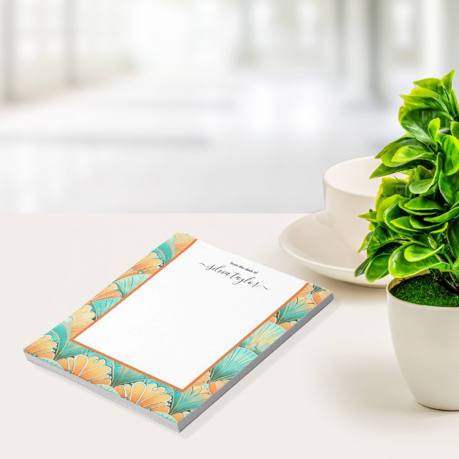 Art Deco Colourful Floral Custom Name Notepad (art deco pattern)