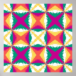 Art Deco Colourful Swirl Retro Abstract Art Poster