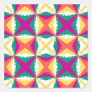 Art Deco Colourful Swirl Retro Abstract Art Square Sticker