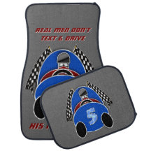 Art Deco Comic Style Blue Race Car (Personalised)
