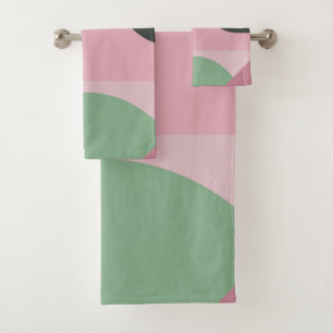 Art Deco Composition Pink and Green #1 Bath Towel Set