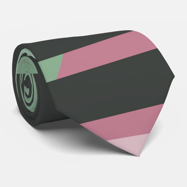 Art Deco Composition Pink and Green #3 Tie (Rolled)