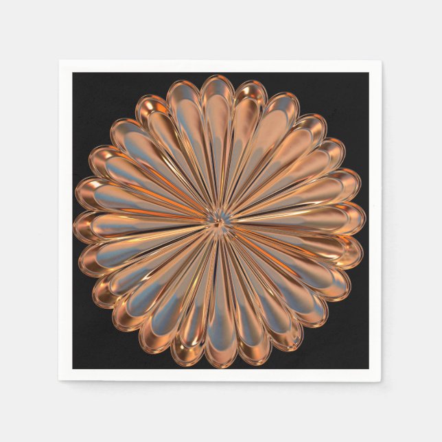 Art deco copper and black fan shell design napkin (Front)