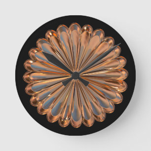 Art deco copper and black fan shell design round clock