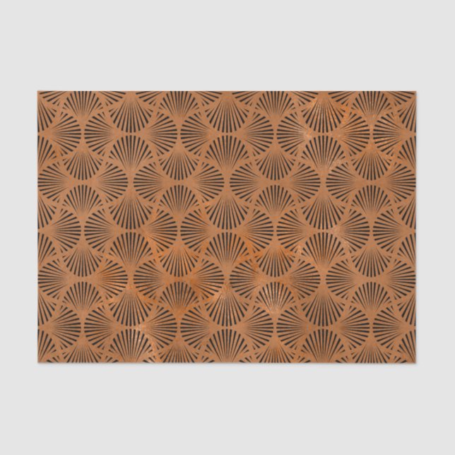 Art Deco Copper Fan Shell Graphic Tissue Paper (Front)