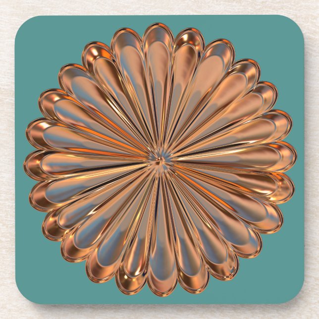 Art deco copper flower medallion coaster (Front)