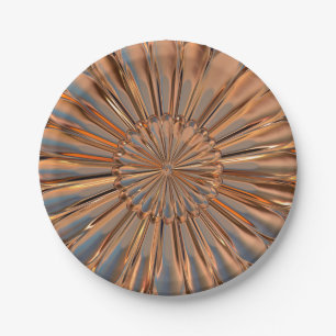 Art deco copper metallic look fan shell flower paper plate