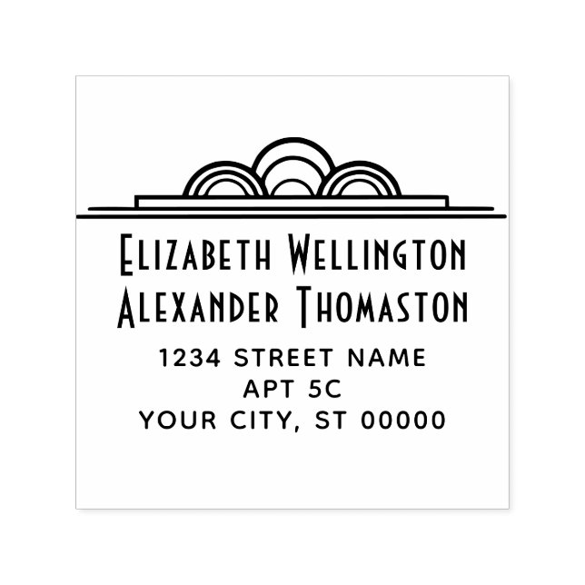 Art Deco Couple Two Name #3 Ret Address Embosser Self-inking Stamp (Design)