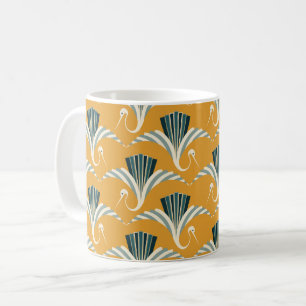 Art Deco Crane - yellow background Coffee Mug