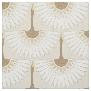 art deco cranes almond fabric