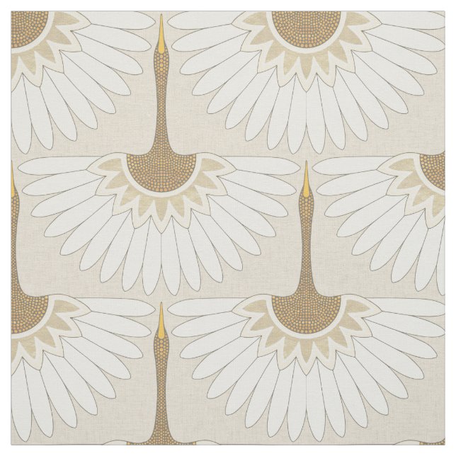 art deco cranes almond fabric (Swatch)