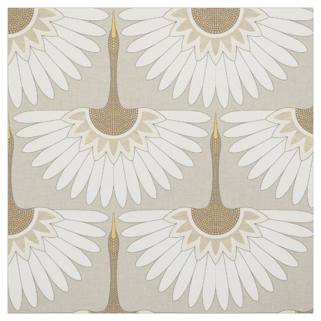 art deco cranes beige fabric (Swatch)