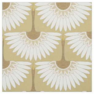 art deco cranes gold fabric