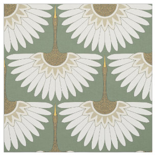 art deco cranes valley green fabric