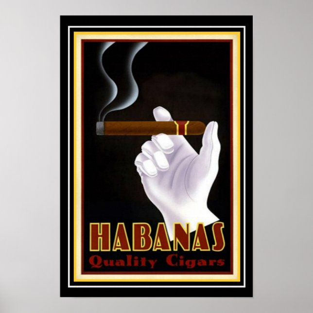 Art Deco Cuban "Habanas" Cigar Ad 13 x 19 Poster (Front)