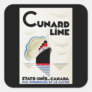 Art Deco Cunard Line Square Sticker