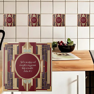 Art Deco Customisable Bible Verse Ceramic Tile