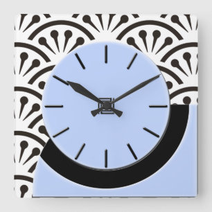 Art Deco Cut-A-Way (Sky Blue+Black) Square Wall Clock