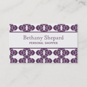 Art Deco Damask Business Card, Purple Card