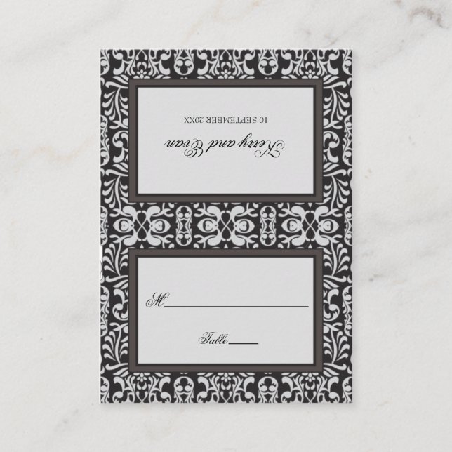 Art Deco Damask Place Card (Front)