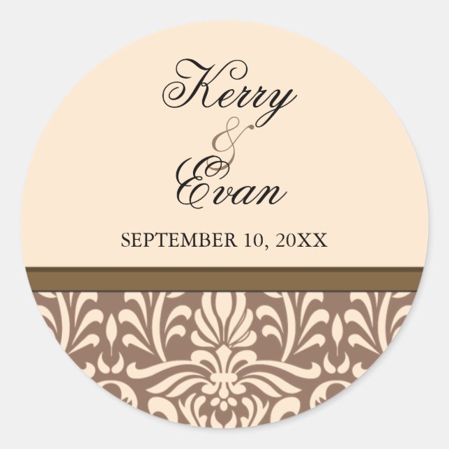 Art Deco Damask Wedding Sticker (Front)