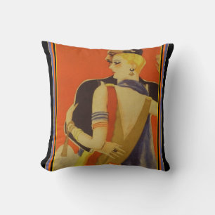Art Deco "Dancing Couple" Throw Pillow