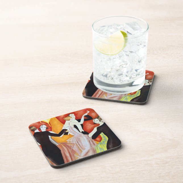 Art Deco Dancing Couples 1920s Ballroom  Coaster (Right Side)