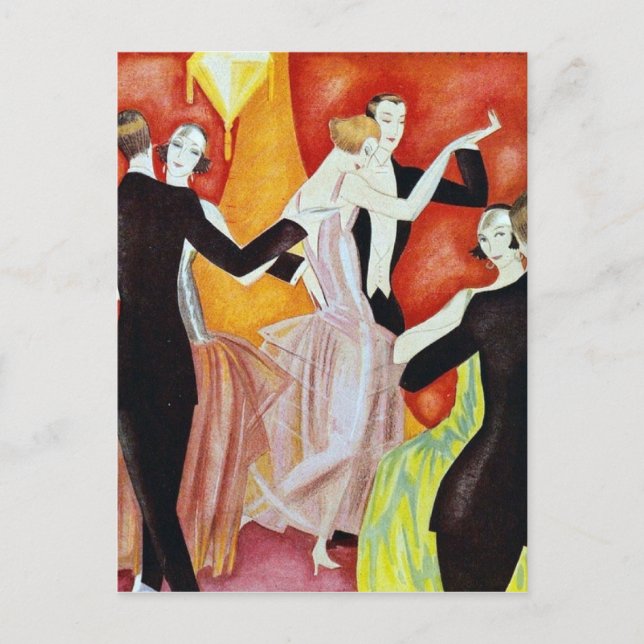 Art Deco Dancing Couples 1920s Ballroom  Postcard (Front)