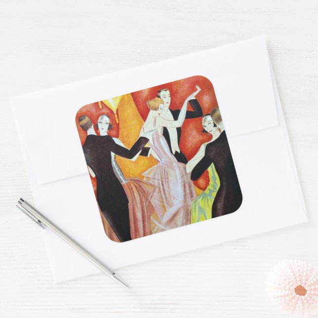 Art Deco Dancing Couples 1920s Ballroom  Square Sticker (Envelope)